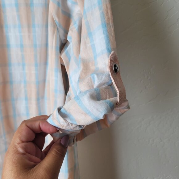 CJ Banks Plaid V-Neck Popover Blouse - Picture 6 of 10